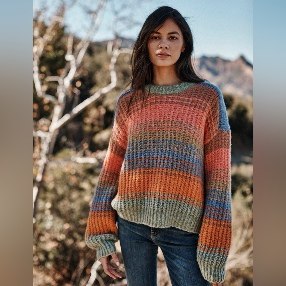 Velvet by Graham and Spencer - Multicolor Striped Alpaca Sweater Size L